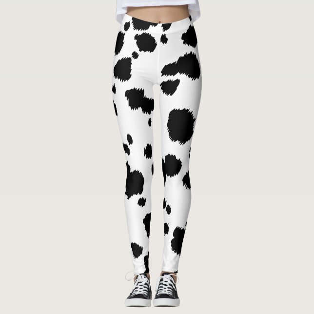 Dalmatien Spots Mönster Hund Dalmation Spot Dots Leggings (Framsida)