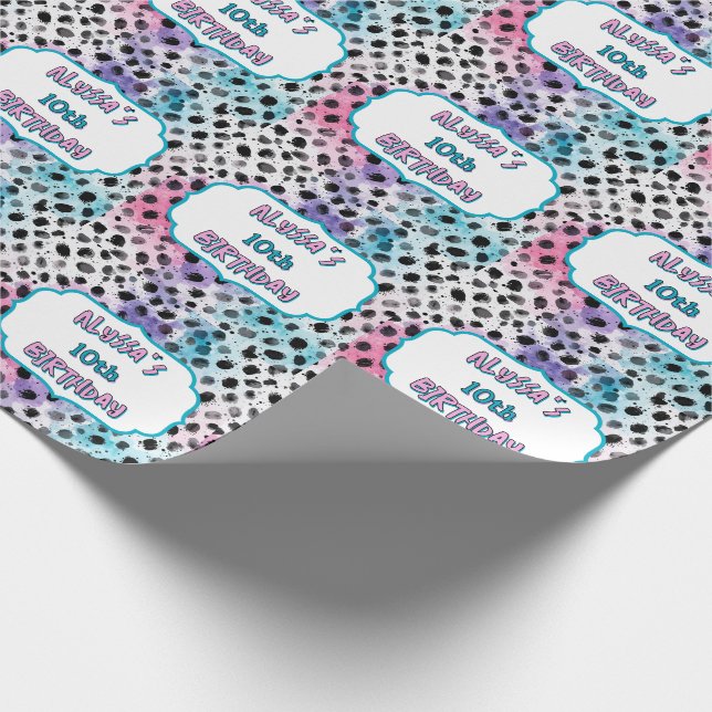 Dalmatien Spots Pastel Watercolor Birthday Presentpapper (Hörn)