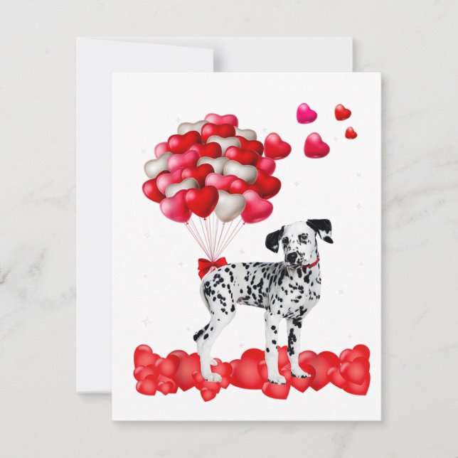Dalmatien Valentines day Outfit Heart Hund älskare Inbjudningar (Framsida)