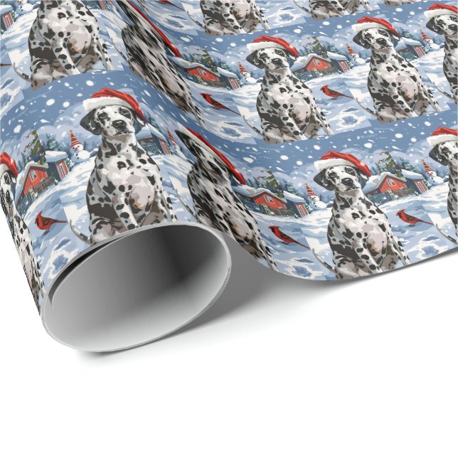 Dalmatien Winter Wonderland jul Joy Presentpapper (Rullad Hörn)