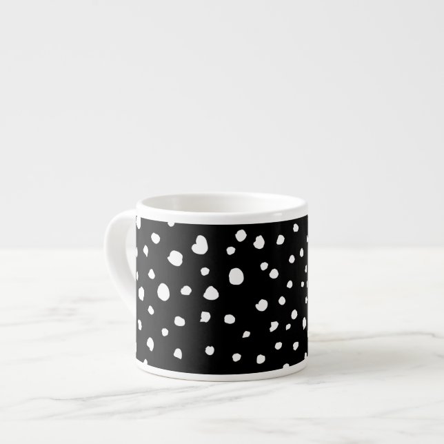 Dalmatier Dots, Dalmatiska Spots, Black and White Espressomugg (Framsida vänster)