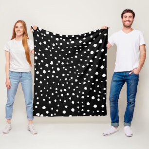 Dalmatier Dots, Dalmatiska Spots, Black and White Fleecefilt