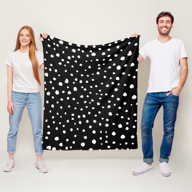 Dalmatier Dots, Dalmatiska Spots, Black and White Fleecefilt (På plats)