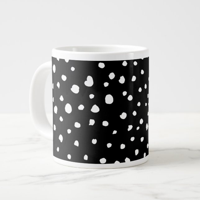 Dalmatier Dots, Dalmatiska Spots, Black and White Jumbo Mugg (Framsida vänster)