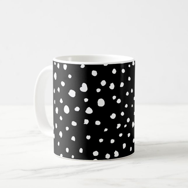 Dalmatier Dots, Dalmatiska Spots, Black and White Kaffemugg (Framsida vänster)