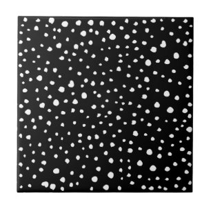 Dalmatier Dots, Dalmatiska Spots, Black and White Kakelplatta