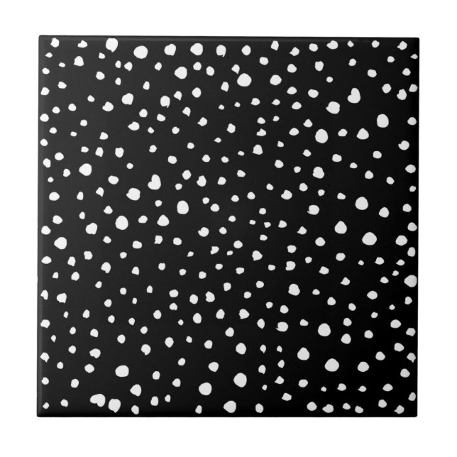 Dalmatier Dots, Dalmatiska Spots, Black and White Kakelplatta (Framsidan)