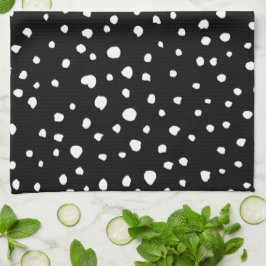 Dalmatier Dots, Dalmatiska Spots, Black and White Kökshandduk