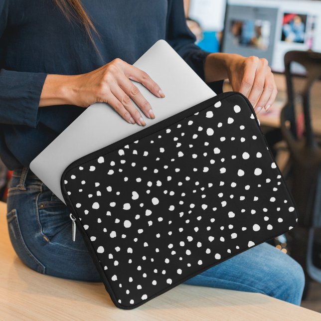 Dalmatier Dots, Dalmatiska Spots, Black and White Laptop Fodral (Skapare uppladdad)