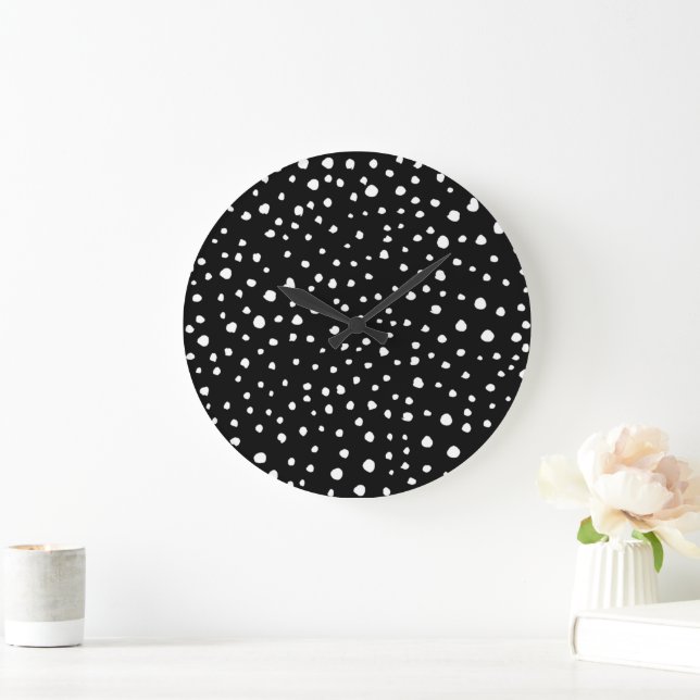 Dalmatier Dots, Dalmatiska Spots, Black and White Stor Klocka (Hem)