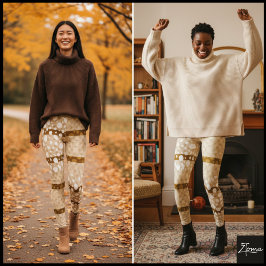 Dalmatier Dots med gult brun linjer Leggings