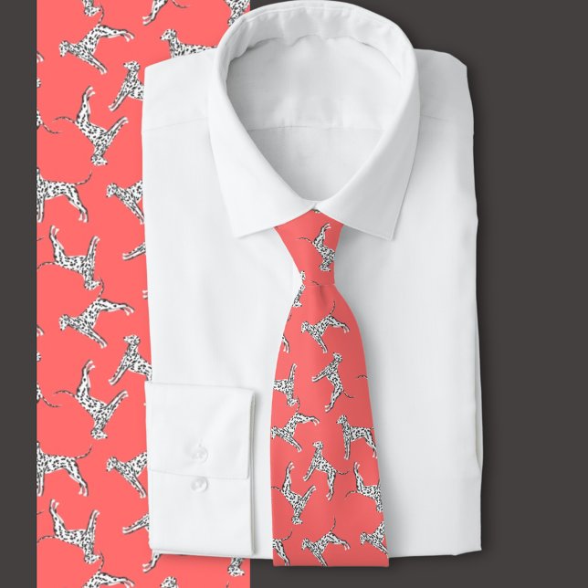 Dalmatier i flera riktningar Coral Neck Tie Slips (Dalmatian dog tie, great for veterinarian, dog lover, pet owner, dog breeder)