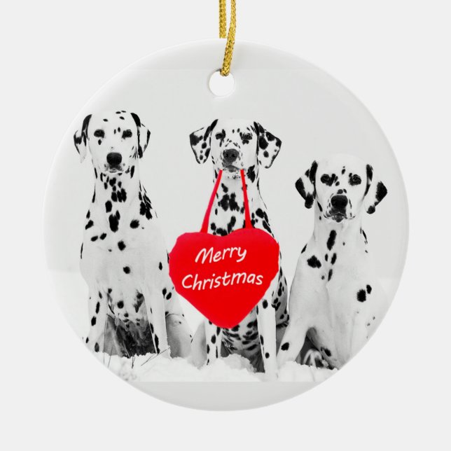 Dalmatier som önskar God jul Heart Ornament (Framsidan)