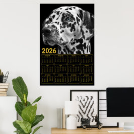 Dalmatiner 2026 Kalender – Svart & Vit Elegans Poster