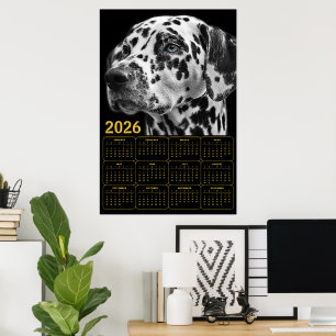 Dalmatiner 2026 Kalender – Svart & Vit Elegans Poster