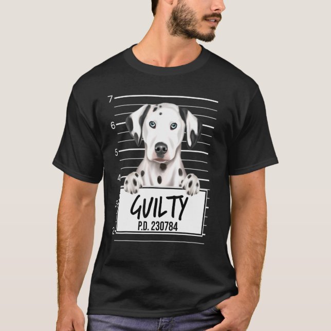 Dalmatiner Brottsfoto Skyldig Hund T Shirt (Framsida)
