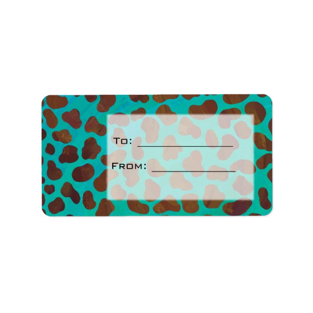 Dalmatiner Brun och Teal med Monogram Adressetikett (Framsidan)