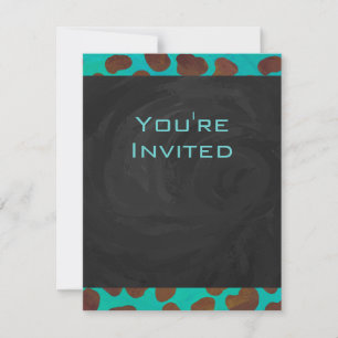 Dalmatiner Brun och Teal med Monogramm Inbjudningar