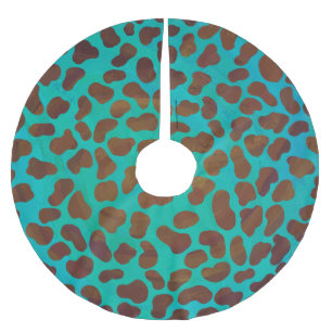Dalmatiner Brun och Teal Tryck Julgransmatta Borstad Polyester