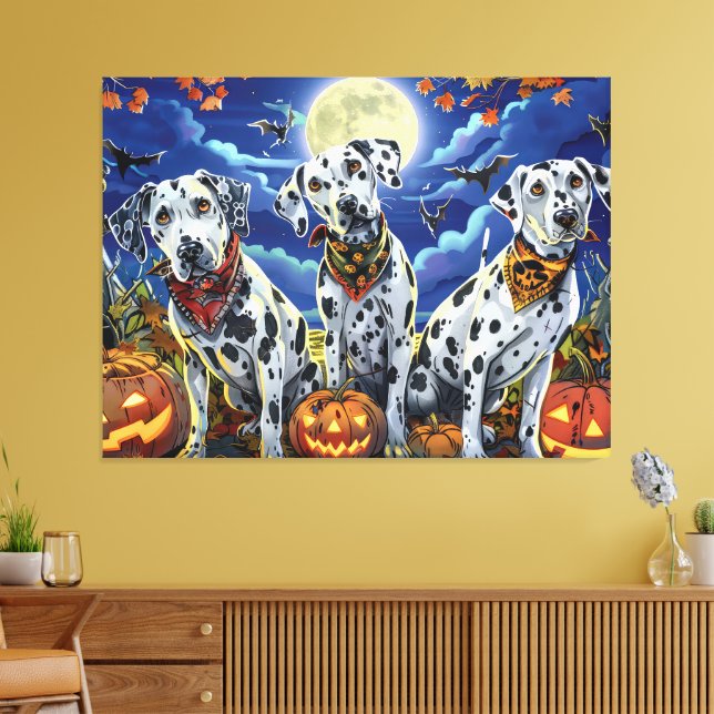Dalmatiner Halloween Kuslig Canvastryck (Insitu (Vardagsrum))
