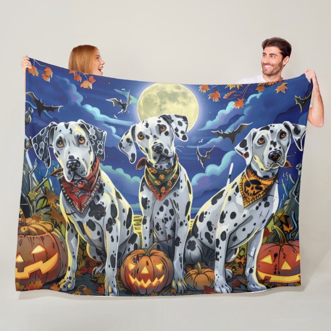Dalmatiner Halloween Kuslig Fleecefilt (På plats)