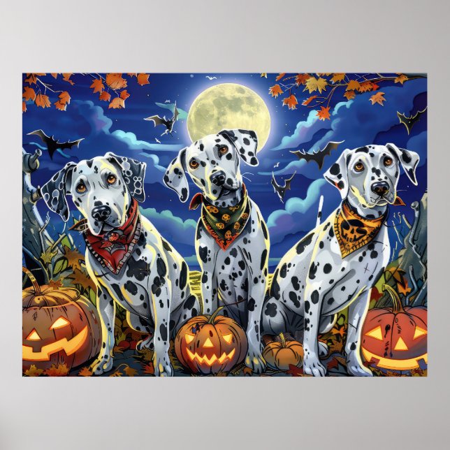 Dalmatiner Halloween Kuslig Poster (Framsidan)
