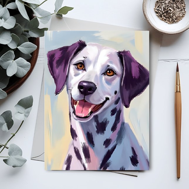 Dalmatiner Hund Akvarell Målning Vykort (Skapare uppladdad)