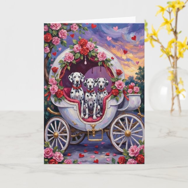 Dalmatiner Hund Alla hjärtans dag  Kort (Gul blomma)