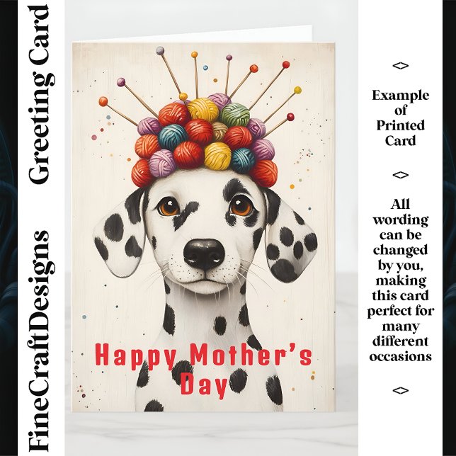 Dalmatiner Hund Garn Boll Krona CX8 Anpassad Mamma Kort (Skapare uppladdad)