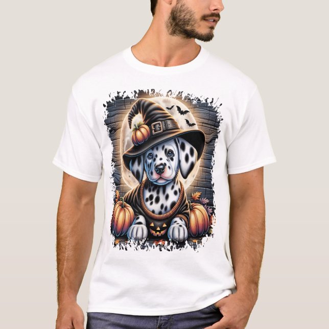 Dalmatiner Hund Halloween T Shirt (Framsida)