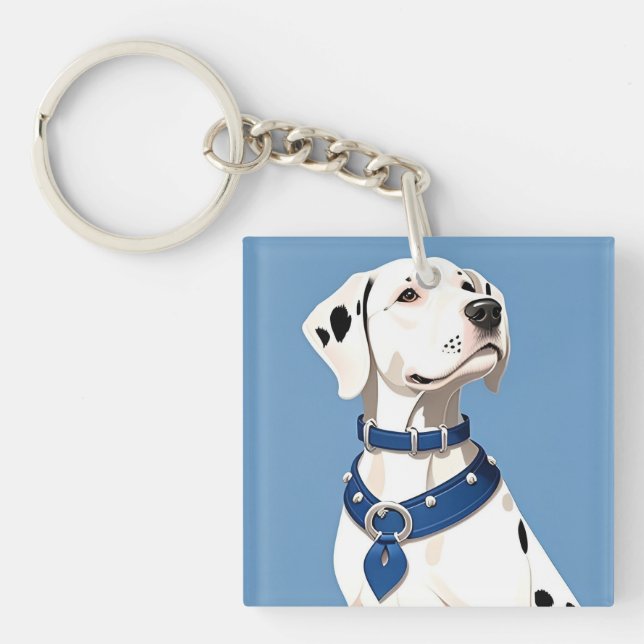 Dalmatiner Hund Med Blått Halsband (Framsidan)
