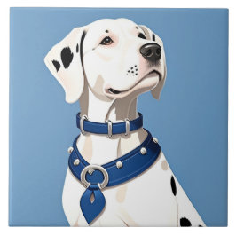 Dalmatiner Hund Med Blått Halsband Kakelplatta