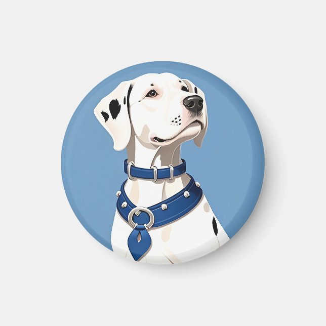 Dalmatiner Hund Med Blått Halsband Magnet (Framsidan)