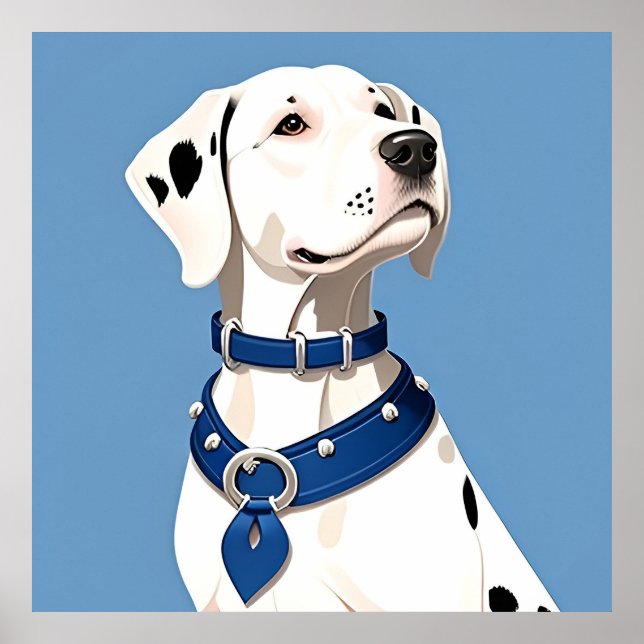 Dalmatiner Hund Med Blått Halsband Poster (Framsidan)