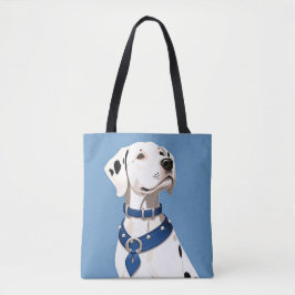 Dalmatiner Hund Med Blått Halsband Tygkasse