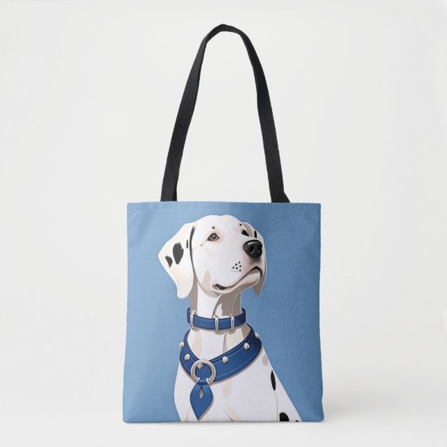 Dalmatiner Hund Med Blått Halsband Tygkasse (Framsida)