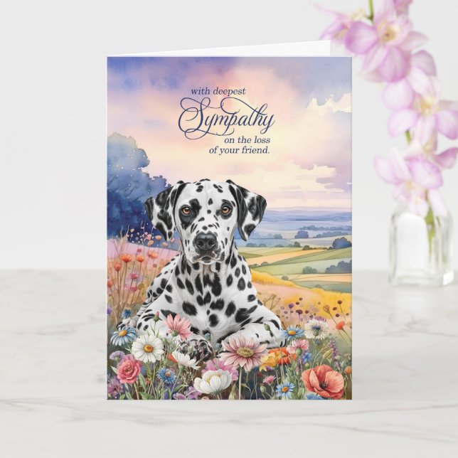 Dalmatiner Hund med Vilda Blommor Djur Sympati Kort (Orkide)