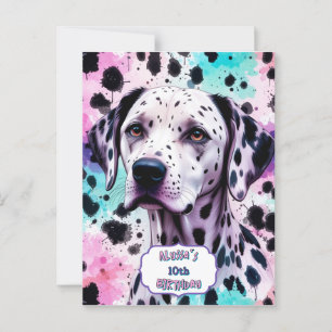 Dalmatiner Hund Rosa Lila Turkos Födelsedag Vykort