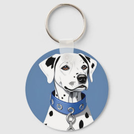 Dalmatiner Hund som bär en blå halsband Nyckelring