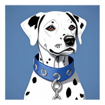 Dalmatiner Hund som bär en blå halsband