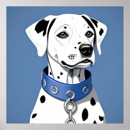 Dalmatiner Hund som bär en blå halsband Poster