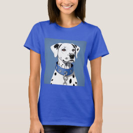 Dalmatiner Hund som bär en blå halsband T Shirt