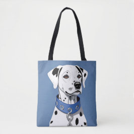Dalmatiner Hund som bär en blå halsband Tygkasse