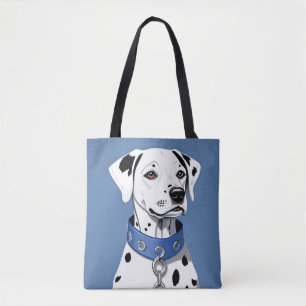 Dalmatiner Hund som bär en blå halsband Tygkasse