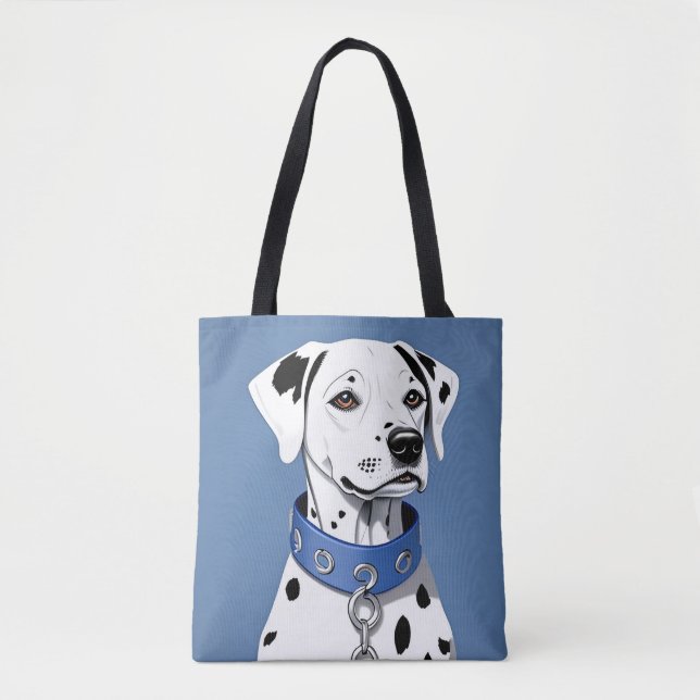 Dalmatiner Hund som bär en blå halsband Tygkasse (Framsida)