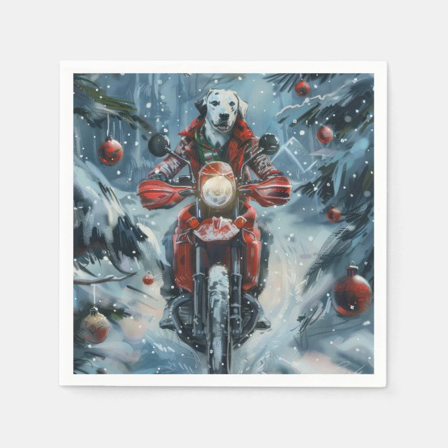Dalmatiner Hund som kör motorcykel jul Pappersservett (Framsidan)