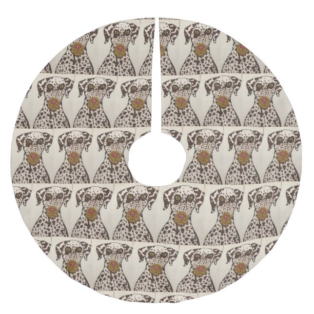 Dalmatiner hund Trädskört Julgransmatta Borstad Polyester (Framsidan)