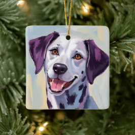 Dalmatiner | Hund Vattenfärg Husdjur Målning Julgransprydnad Keramik