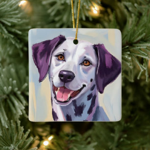 Dalmatiner Hund Vattenfärg Husdjur Målning Julgransprydnad Keramik