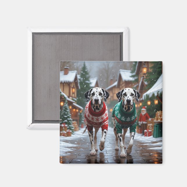 Dalmatiner Hundar Jul Snö Högtid Magnet (Front/Back)